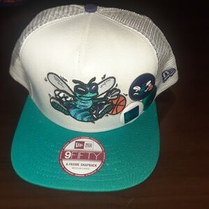 New Era White and Teal Cap with Embroidered Graphic